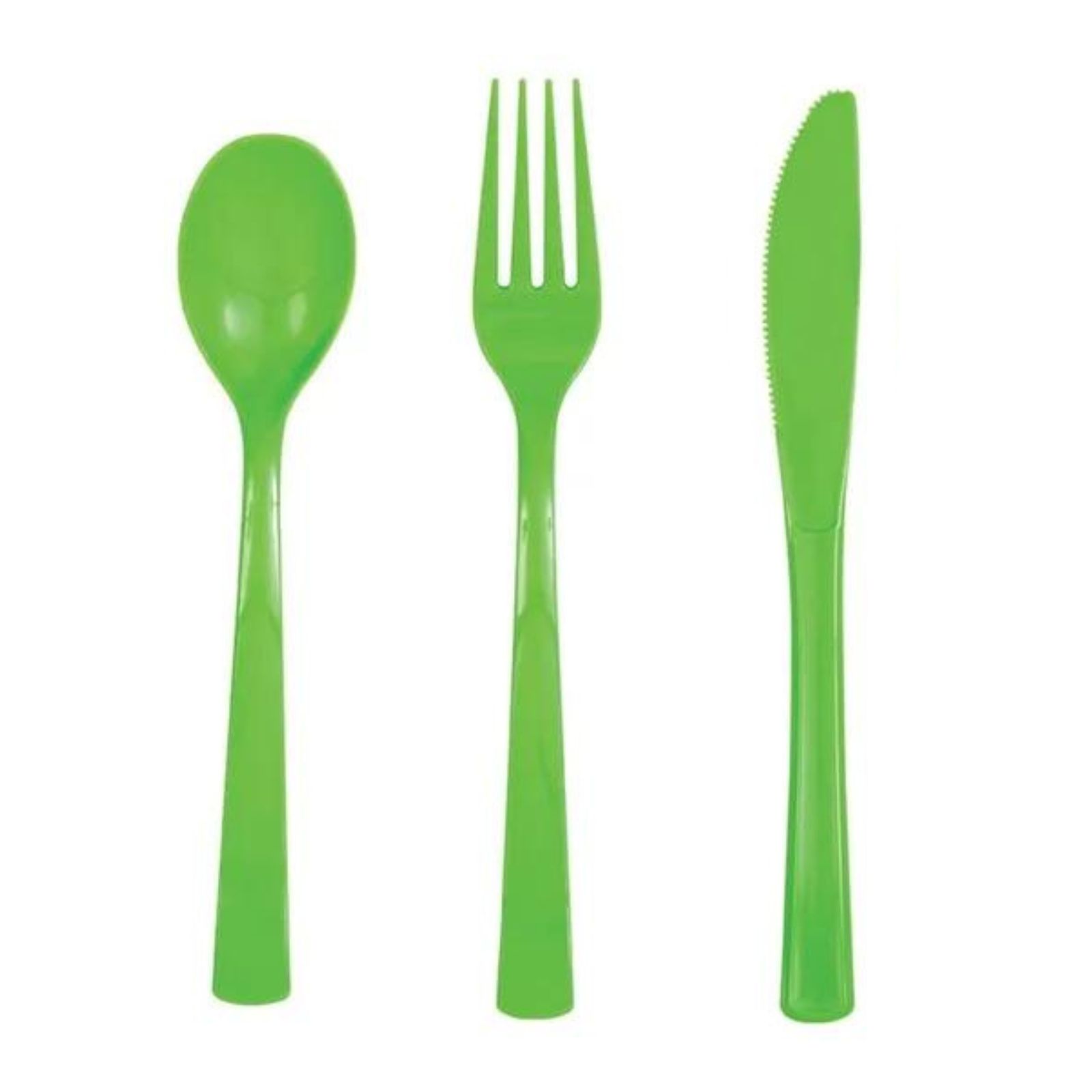 Lime Green Reusable Plastic Cutlery (Pack of 18)