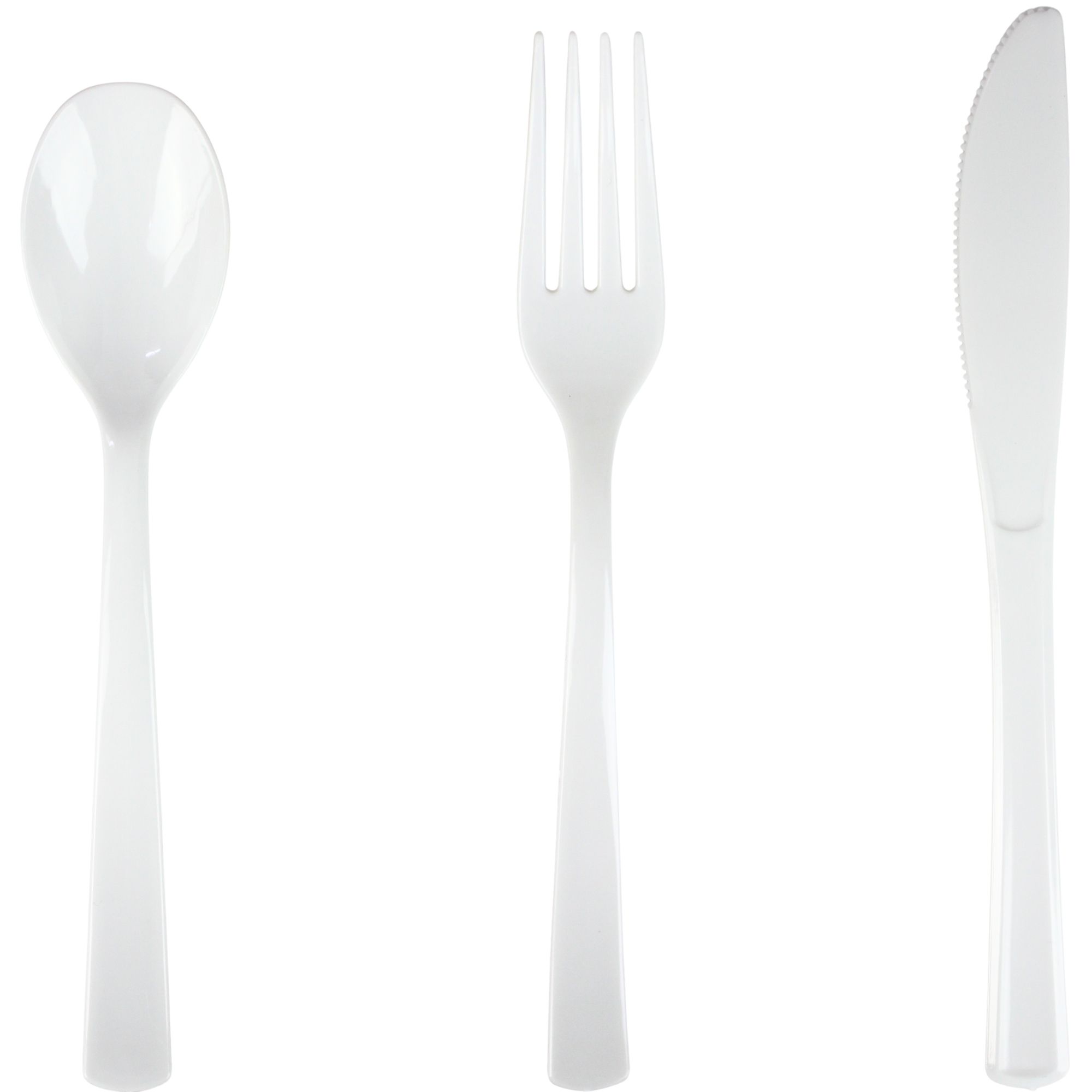 White Reusable Plastic Cutlery (Pack of 18)