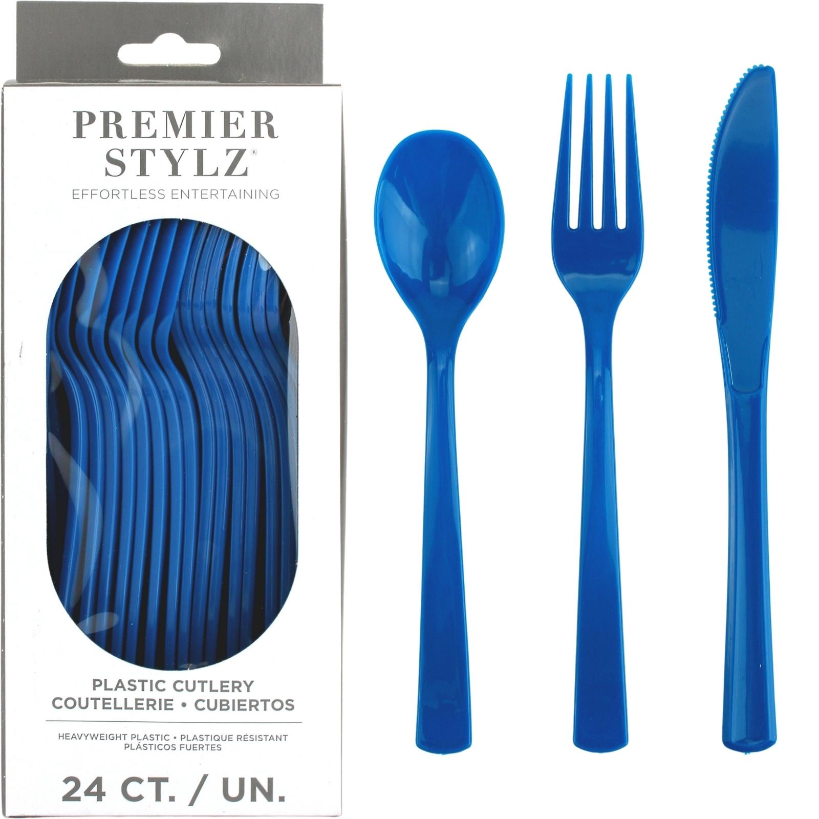 Royal Blue Plastic Cutlery (Box of 24) 