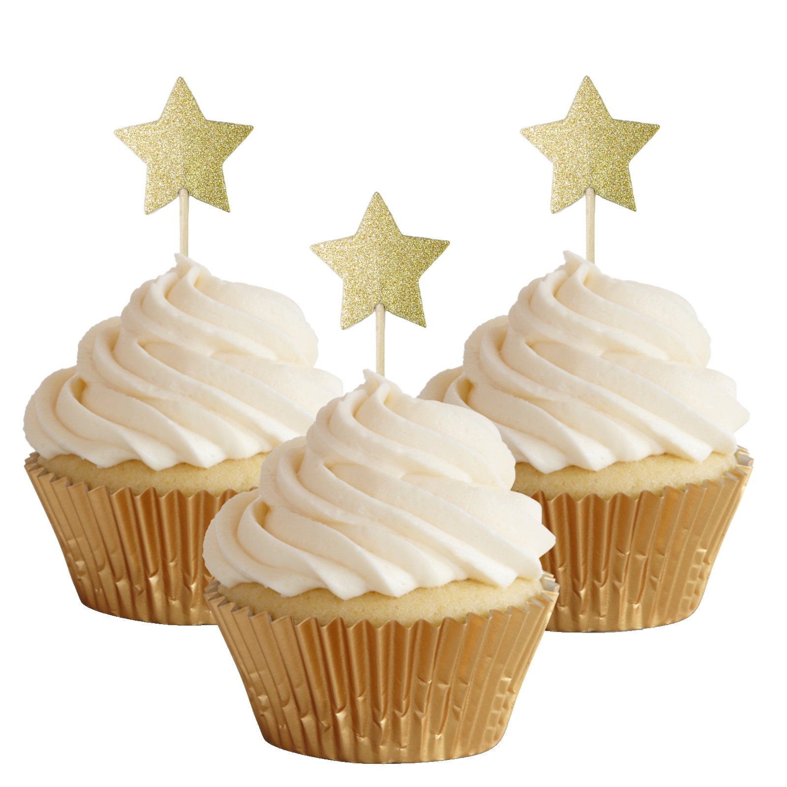 Gold Glitter Star Picks (Pack of 20)