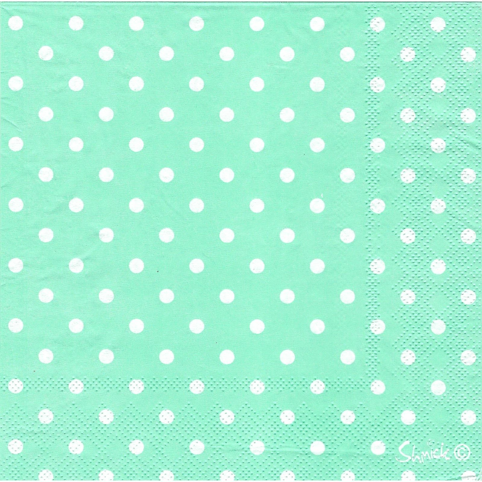 Pastel Mint and White Dot Large Napkins / Serviettes (Pack of 20)