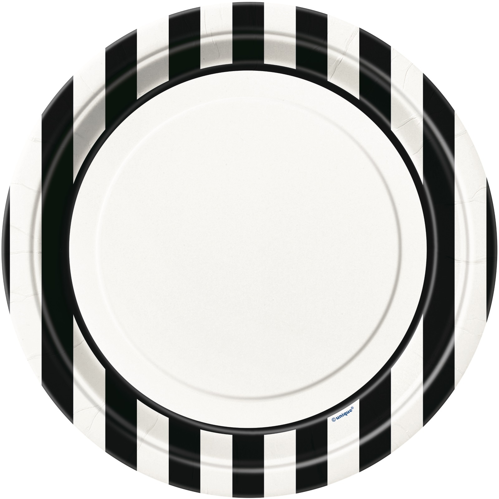 Black and White Striped Large Paper Plates (Pack of 8)