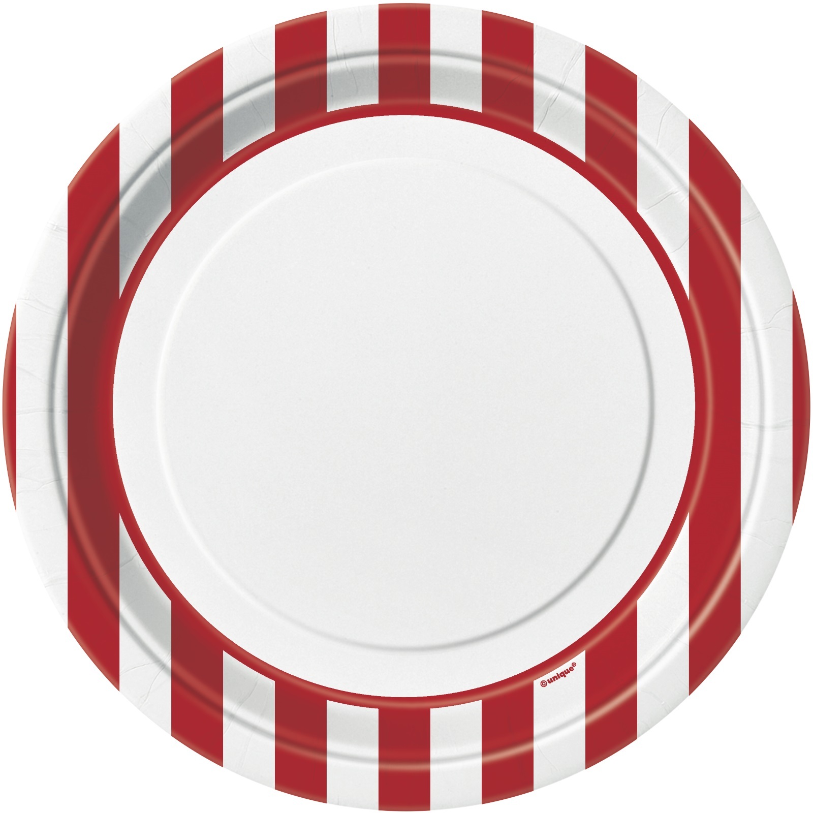 Red and White Striped Large Paper Plates (Pack of 8)