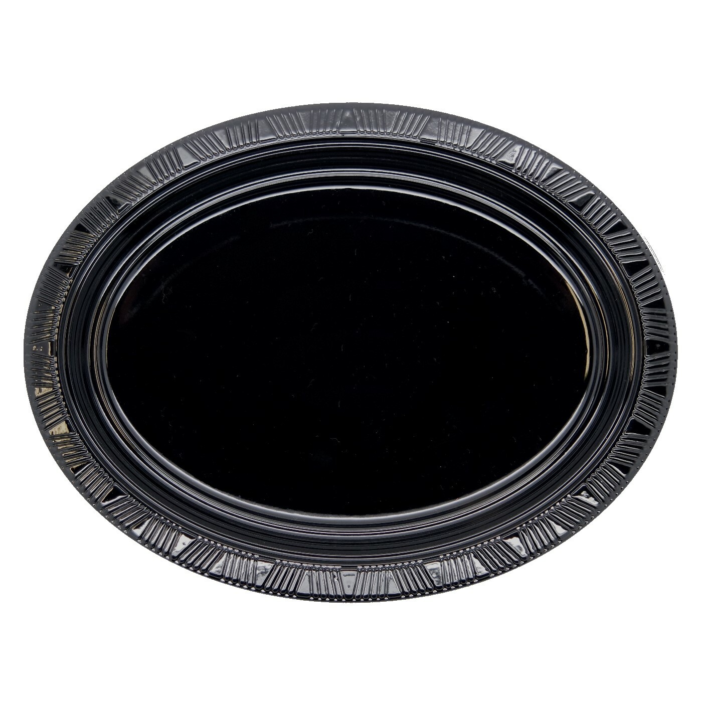 Black Oval Large Plastic Plates (Pack of 5)