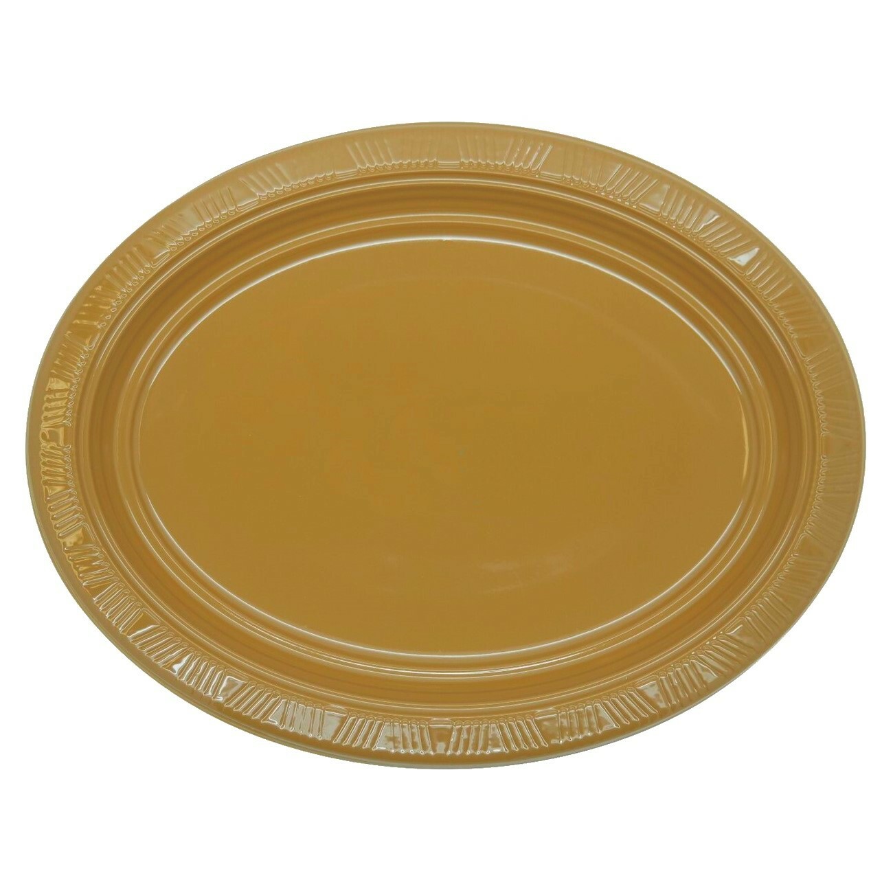 Gold Oval Large Plastic Plates (Pack of 5)