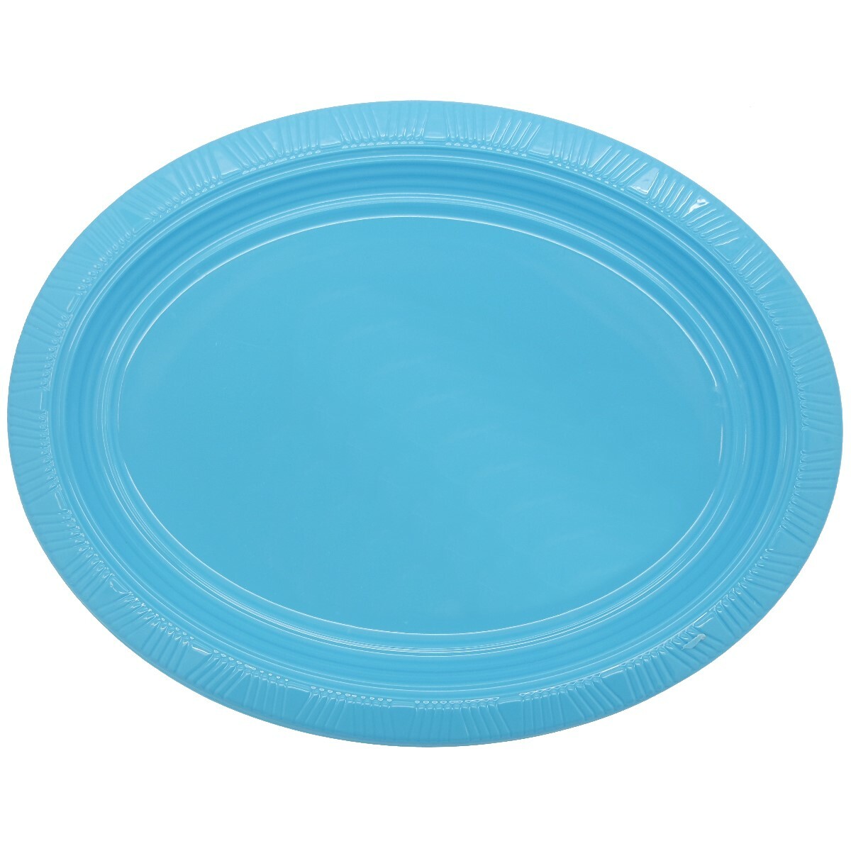 Light Blue Oval Large Plastic Plates (Pack of 5)
