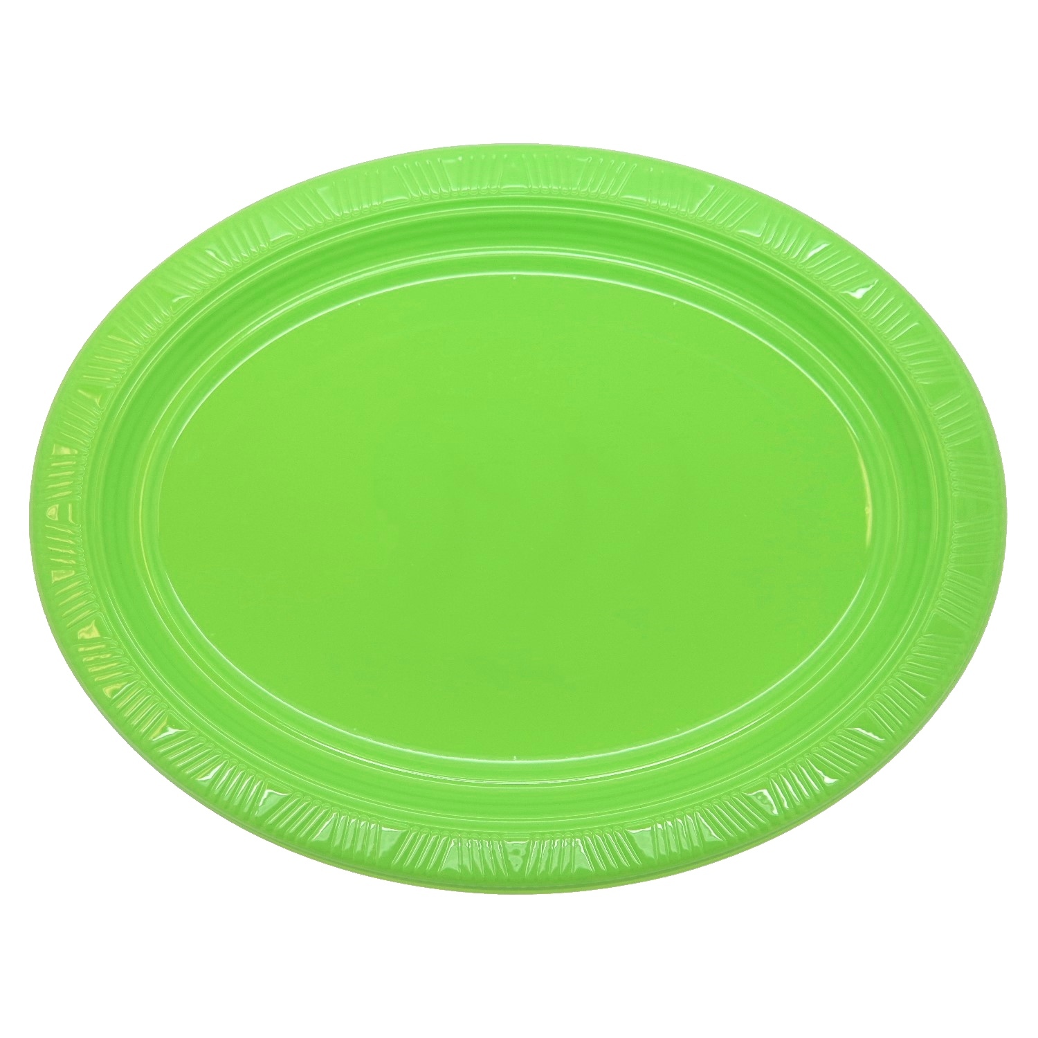Lime Green Oval Large Plastic Plates (Pack of 5)
