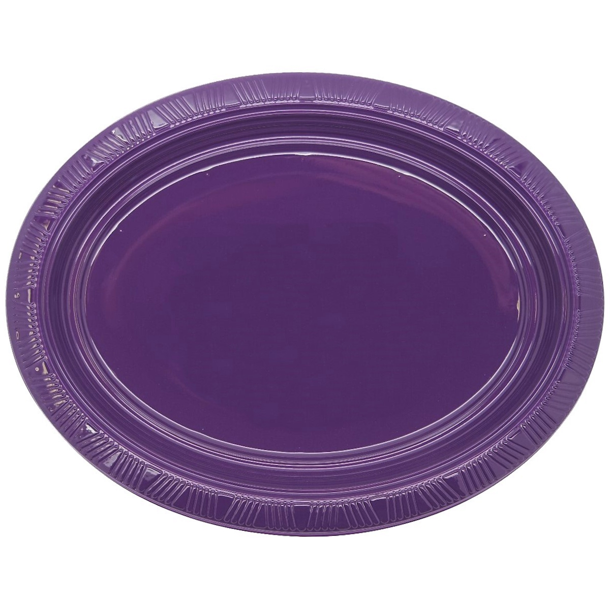 Purple Oval Large Plastic Plates (Pack of 5)