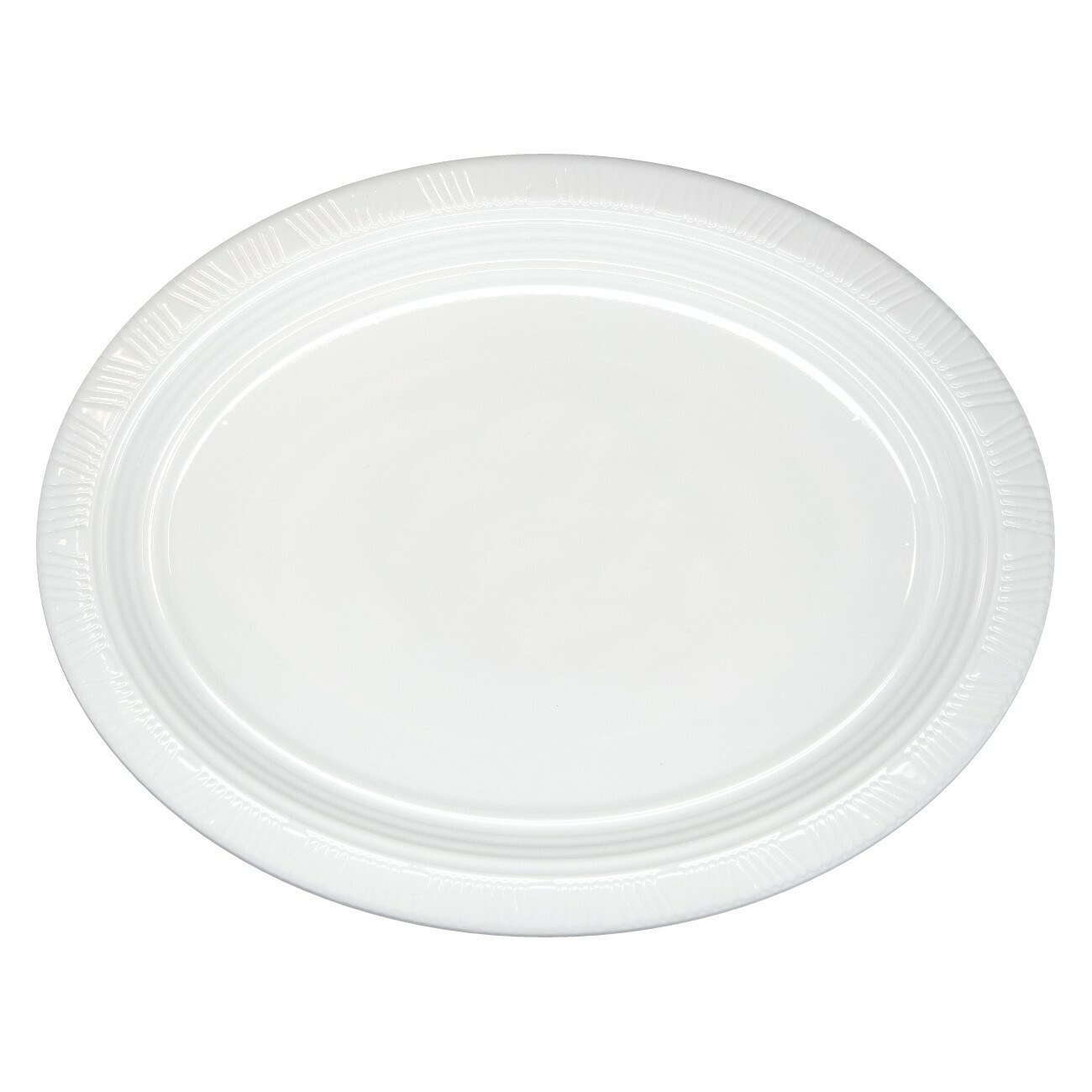 White Oval Large Plastic Plates (Pack of 5)