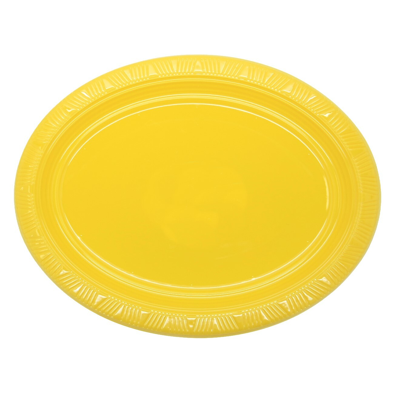 Yellow Oval Large Plastic Plates (Pack of 5)