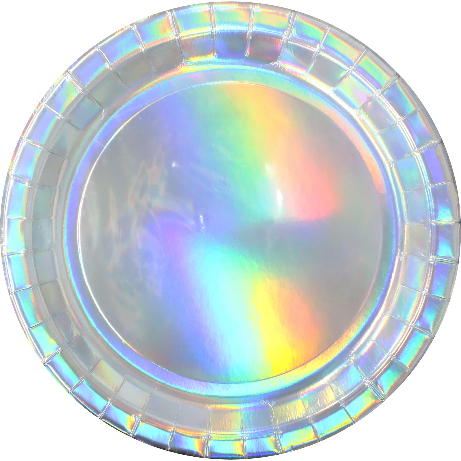 Silver Iridescent Large Round Paper Plates (Pack of 8)