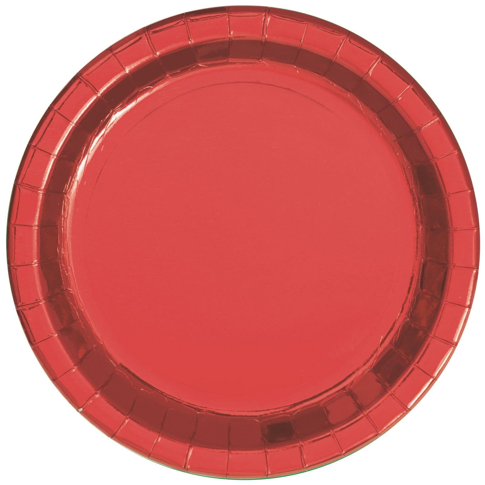 Red Foil Large Round Paper Plates (Pack of 8)