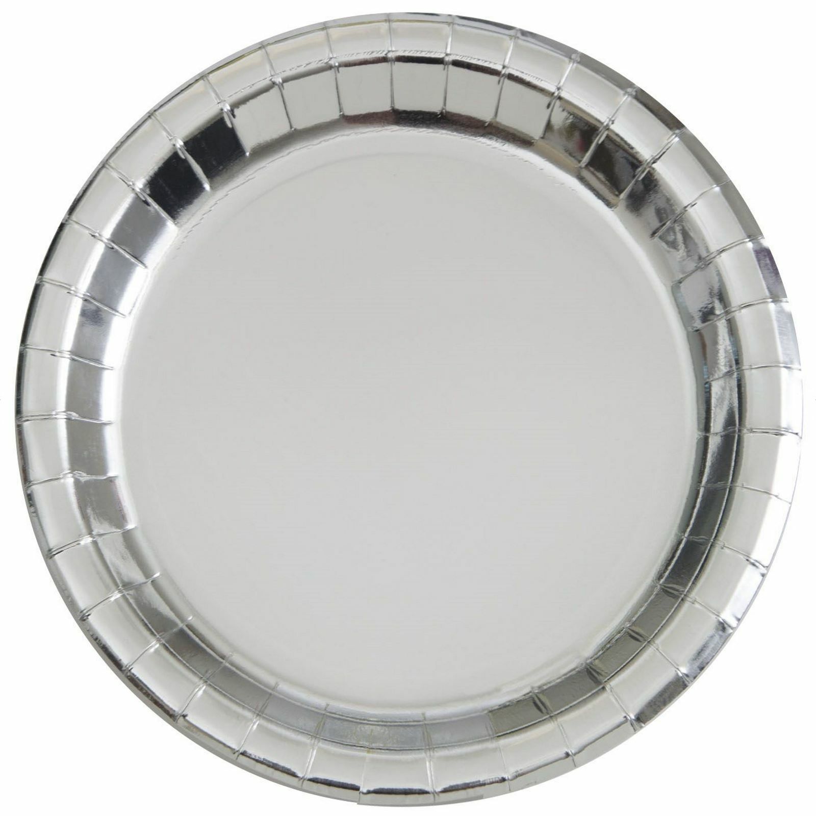 Silver Foil Large Round Paper Plates (Pack of 8)