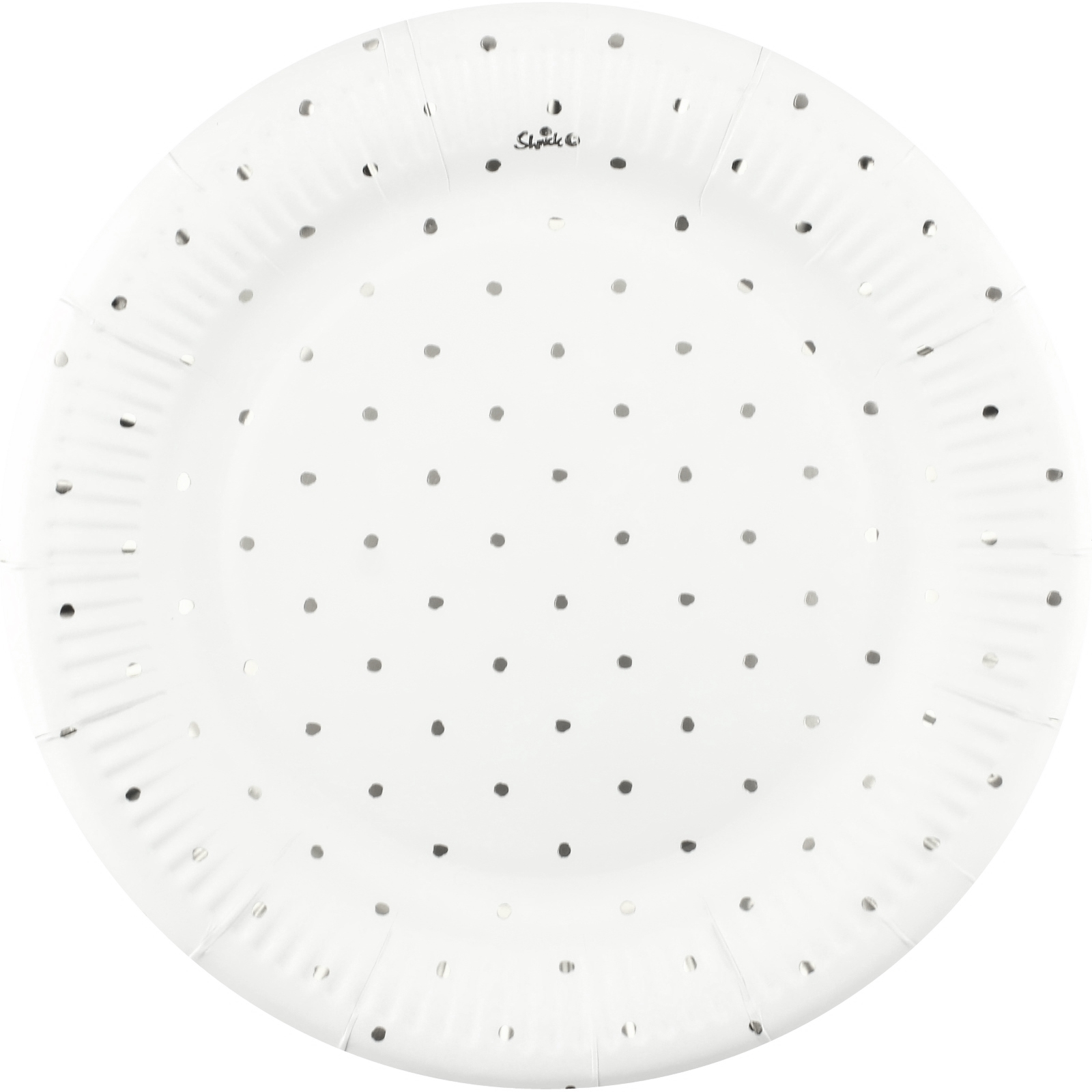 White and Silver Foil Dot Large Paper Plates (Pack of 12)