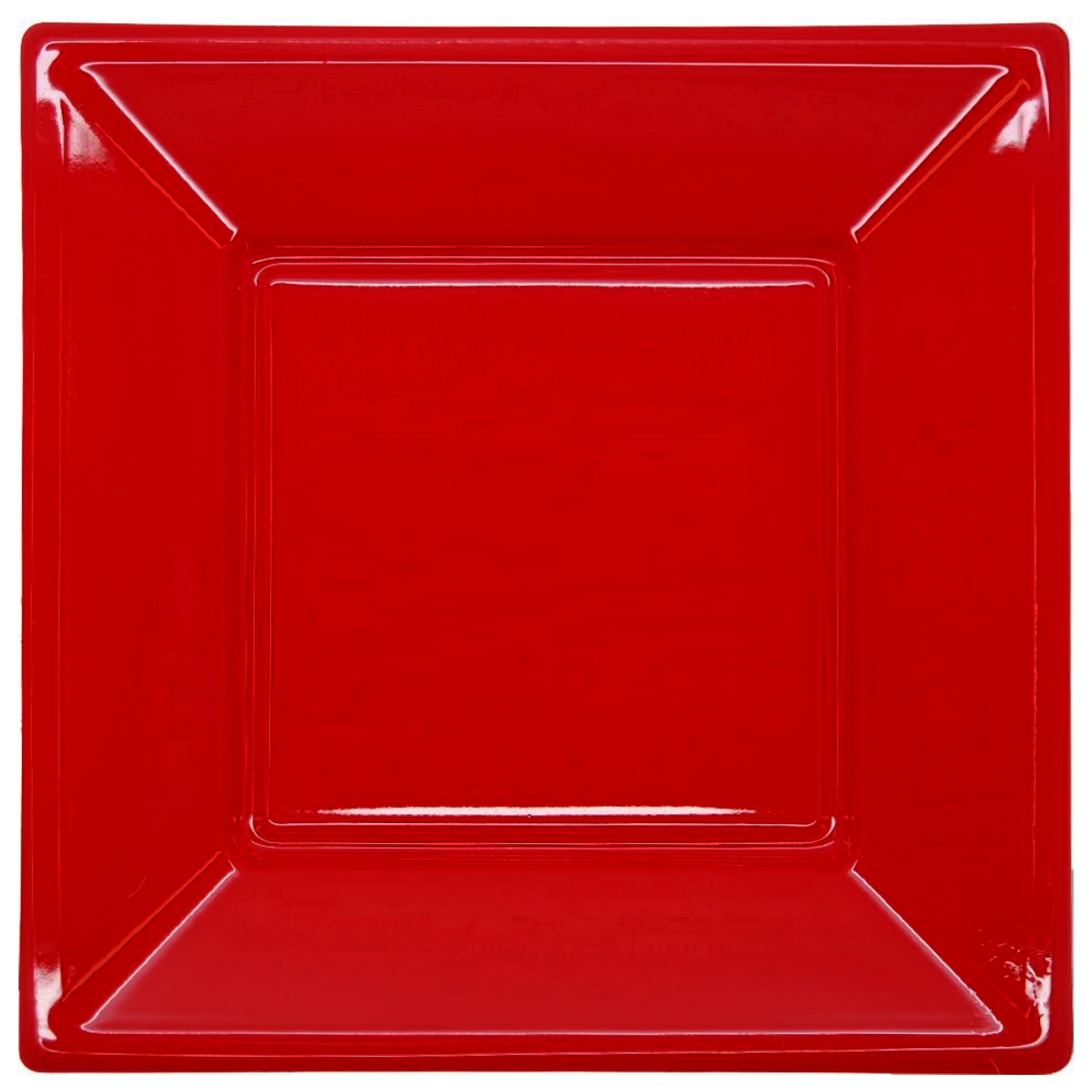 Red Large Square Plastic Plates (Pack of 5)