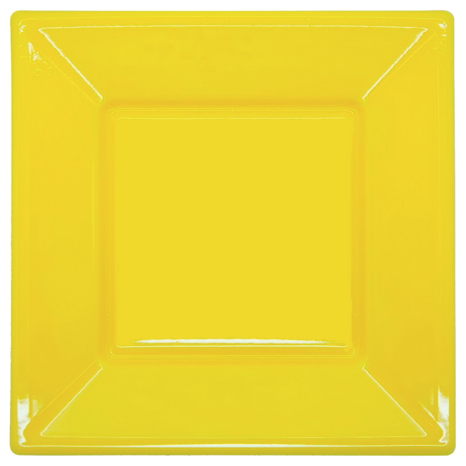 Yellow Large Square Plastic Plates (Pack of 5)