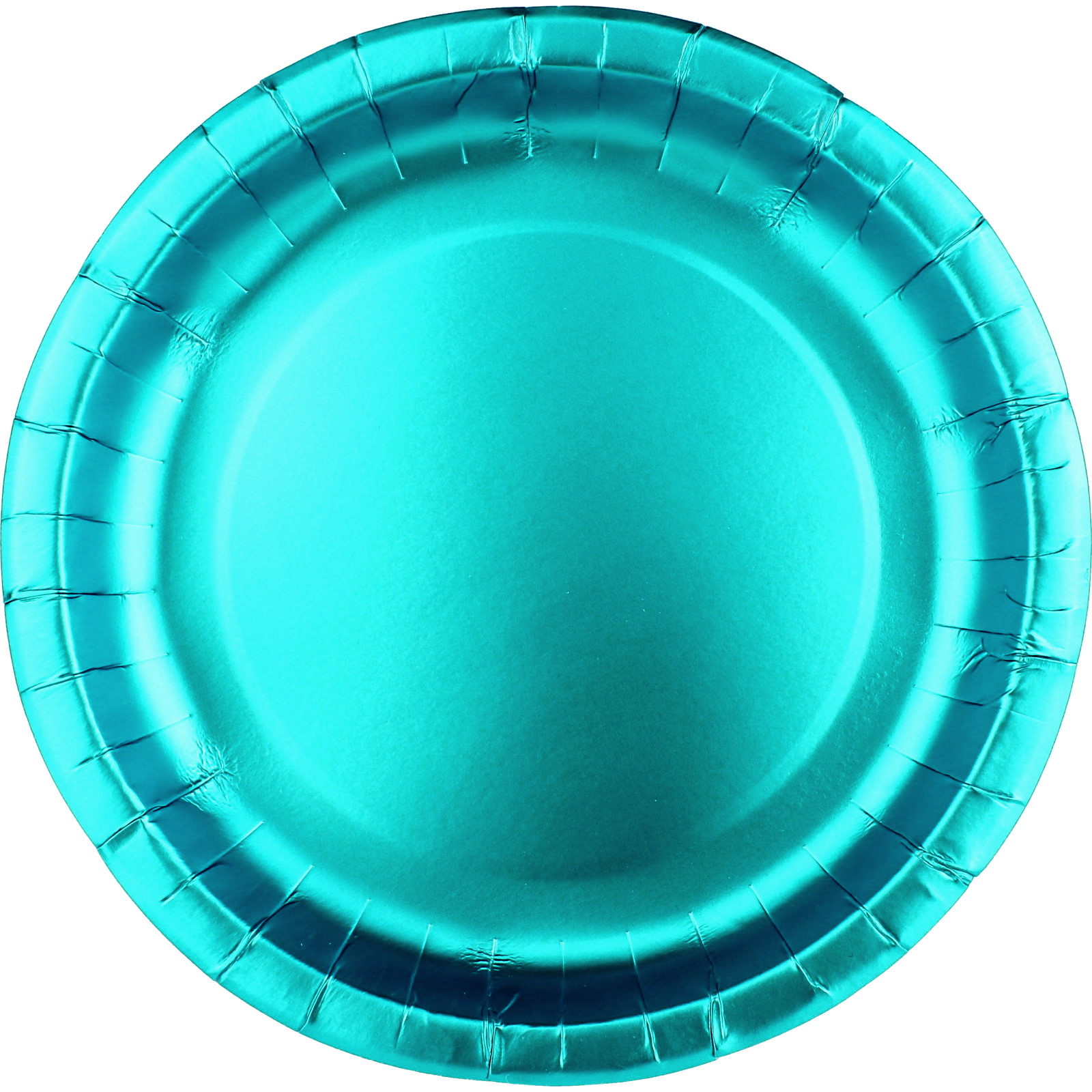 Aqua Blue Foil Round Paper Plates 23cm (Pack of 12)
