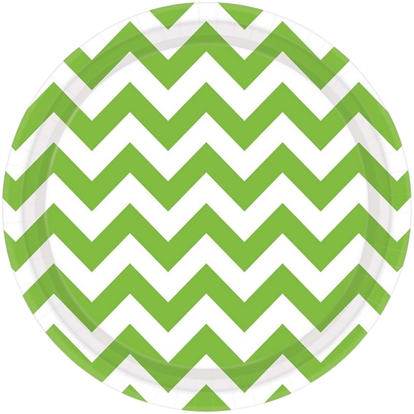 Kiwi Lime Green Chevron Round Paper Plates 23cm (Pack of 8) 