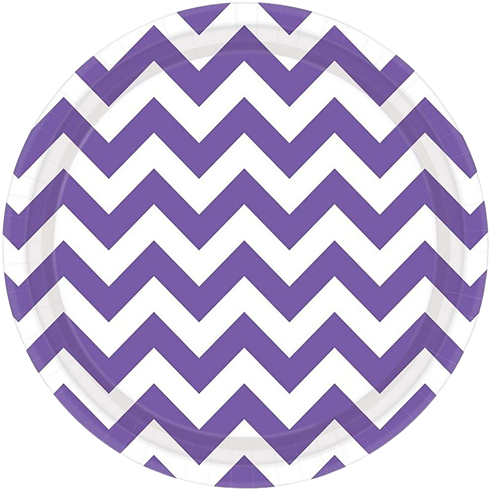 Purple Chevron Round Paper Plates 23cm (Pack of 8) 
