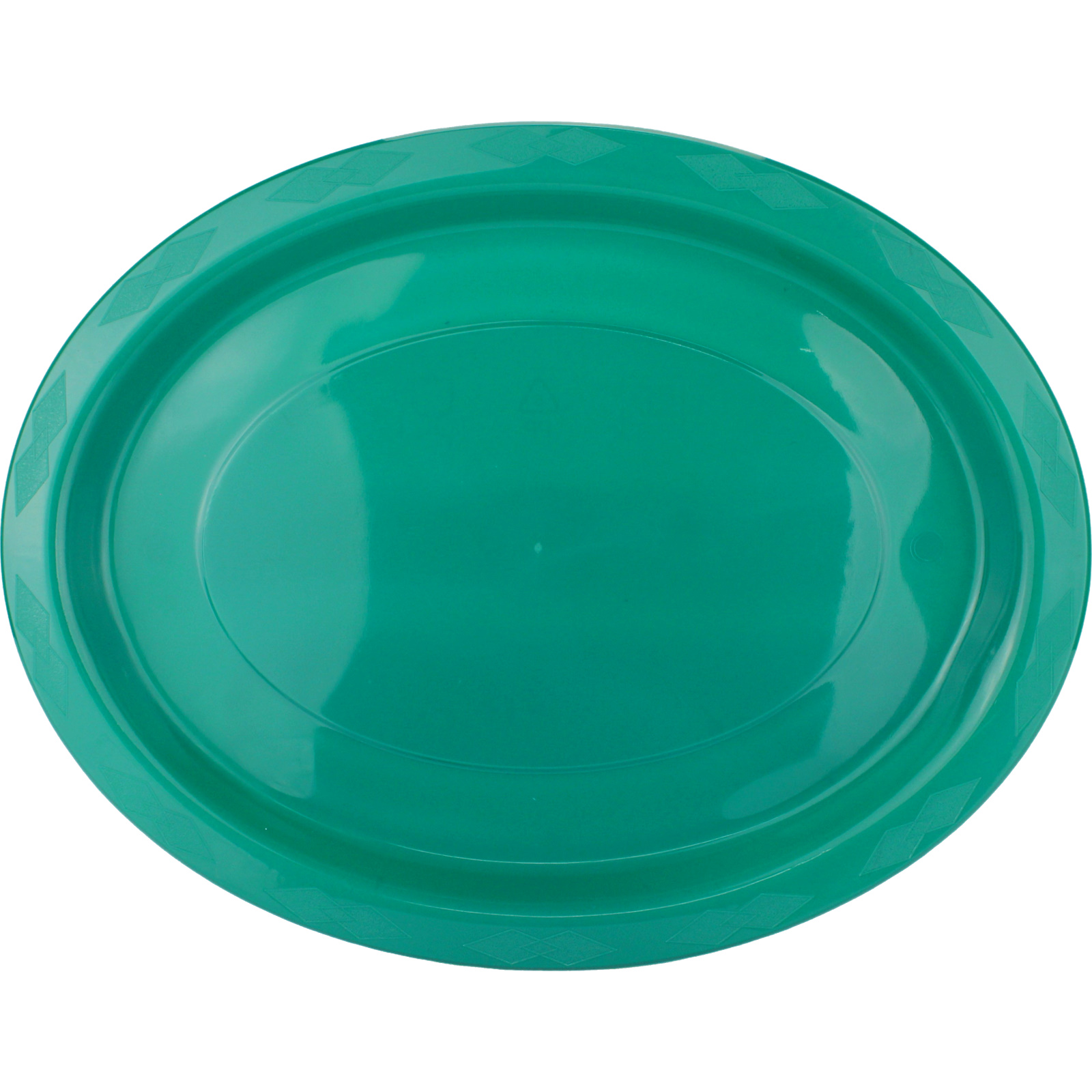 Jade Green Plastic Reusable Oval Plates 31.5cm (Pack of 20)