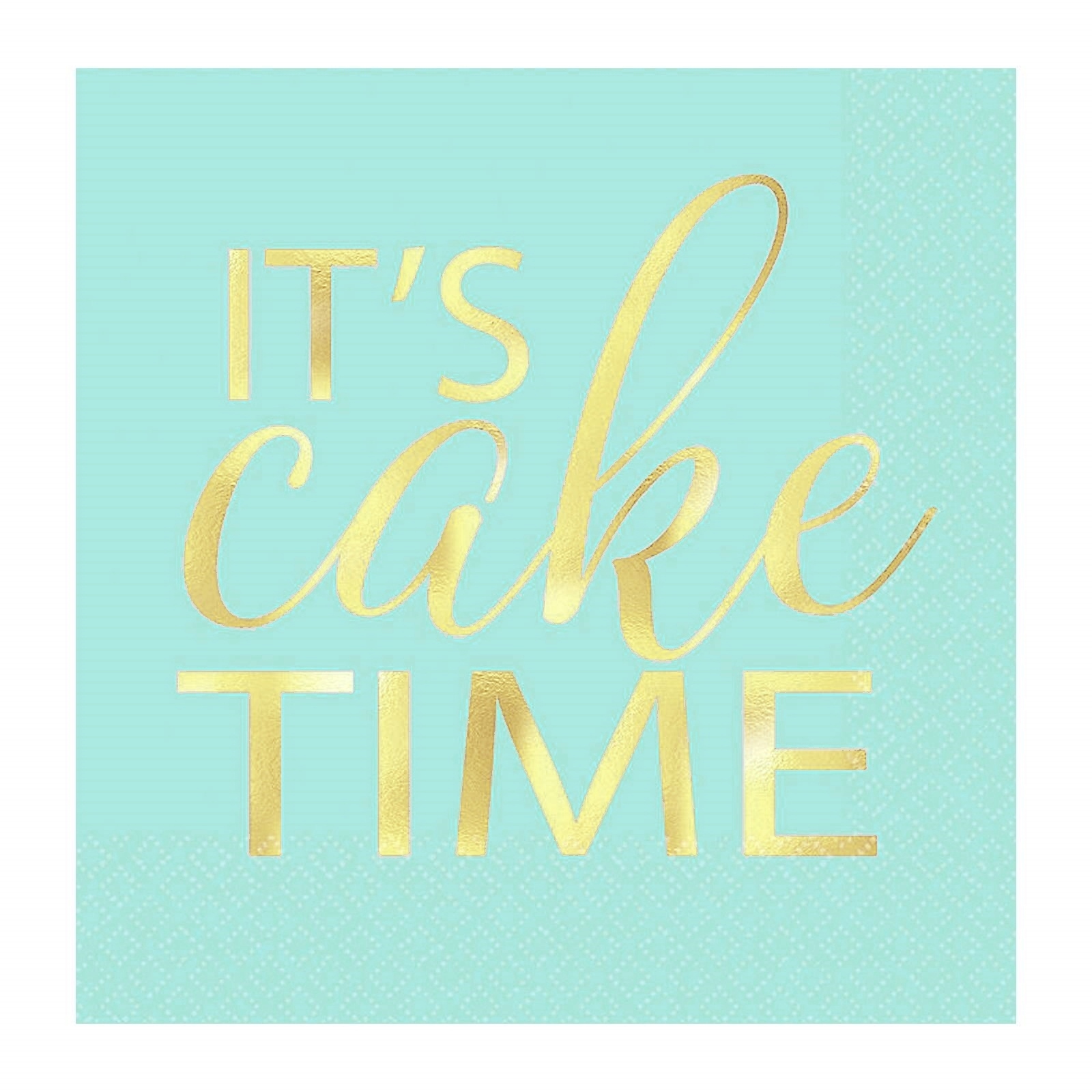 Gold Foil It's Cake Time Small Napkins (Pack of 16)