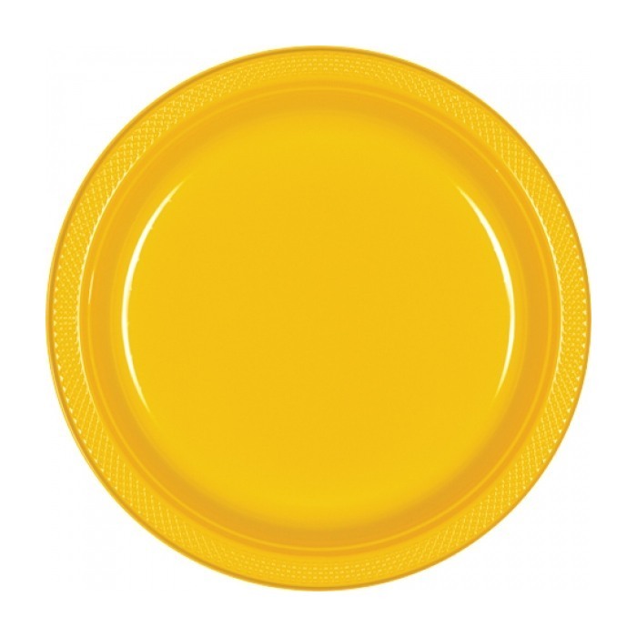 Yellow Small Plastic Plates (Pack of 20)