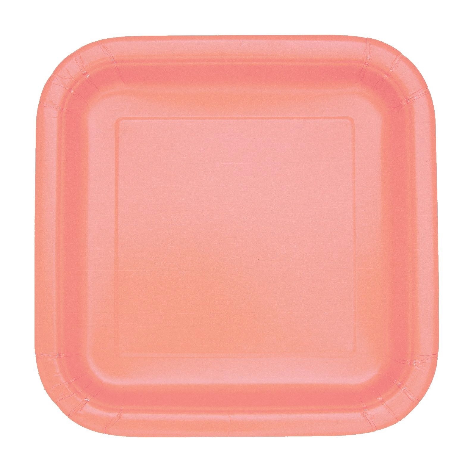 Coral Small Square Paper Plates (Pack of 16)