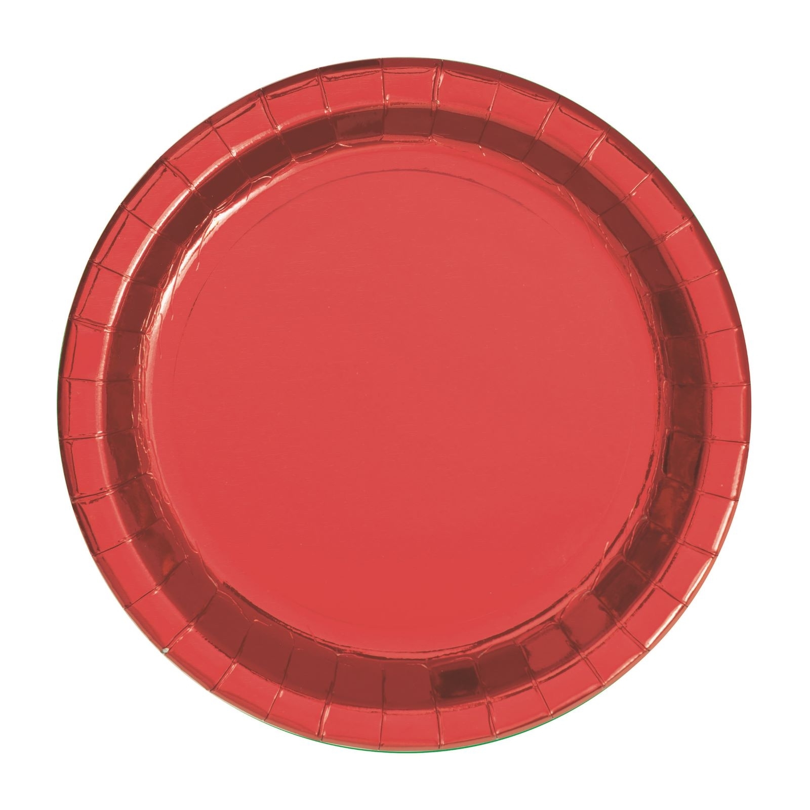 Red Foil Small Round Paper Plates (Pack of 8)