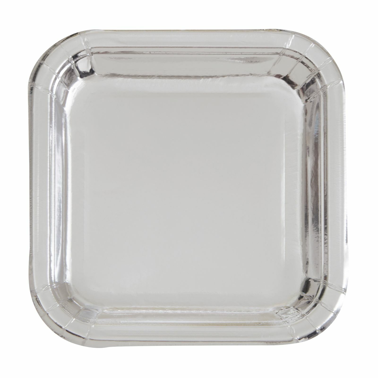 Silver Foil Small Square Paper Plates (Pack of 8)