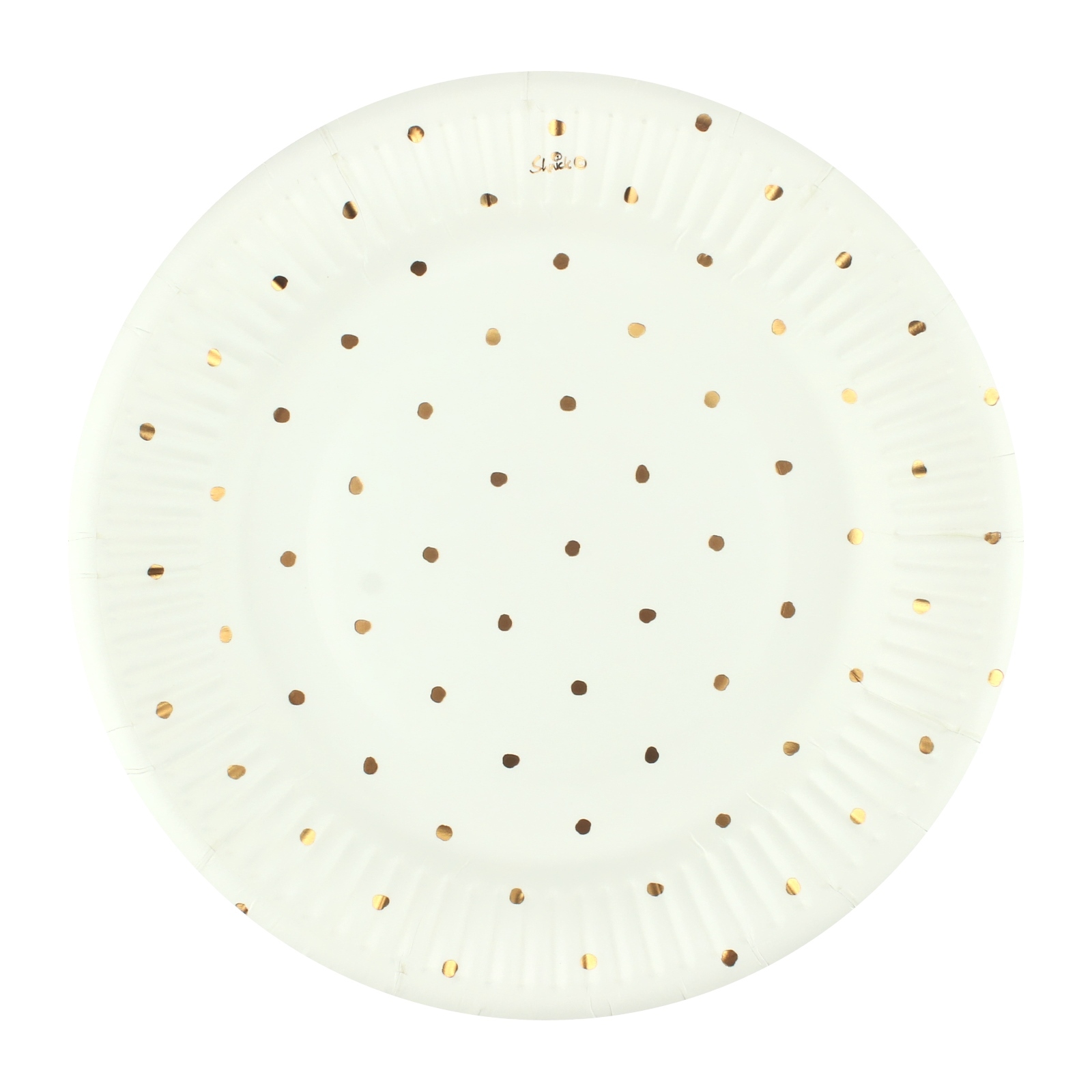 White and Gold Foil Dot Small Paper Plates (Pack of 12)