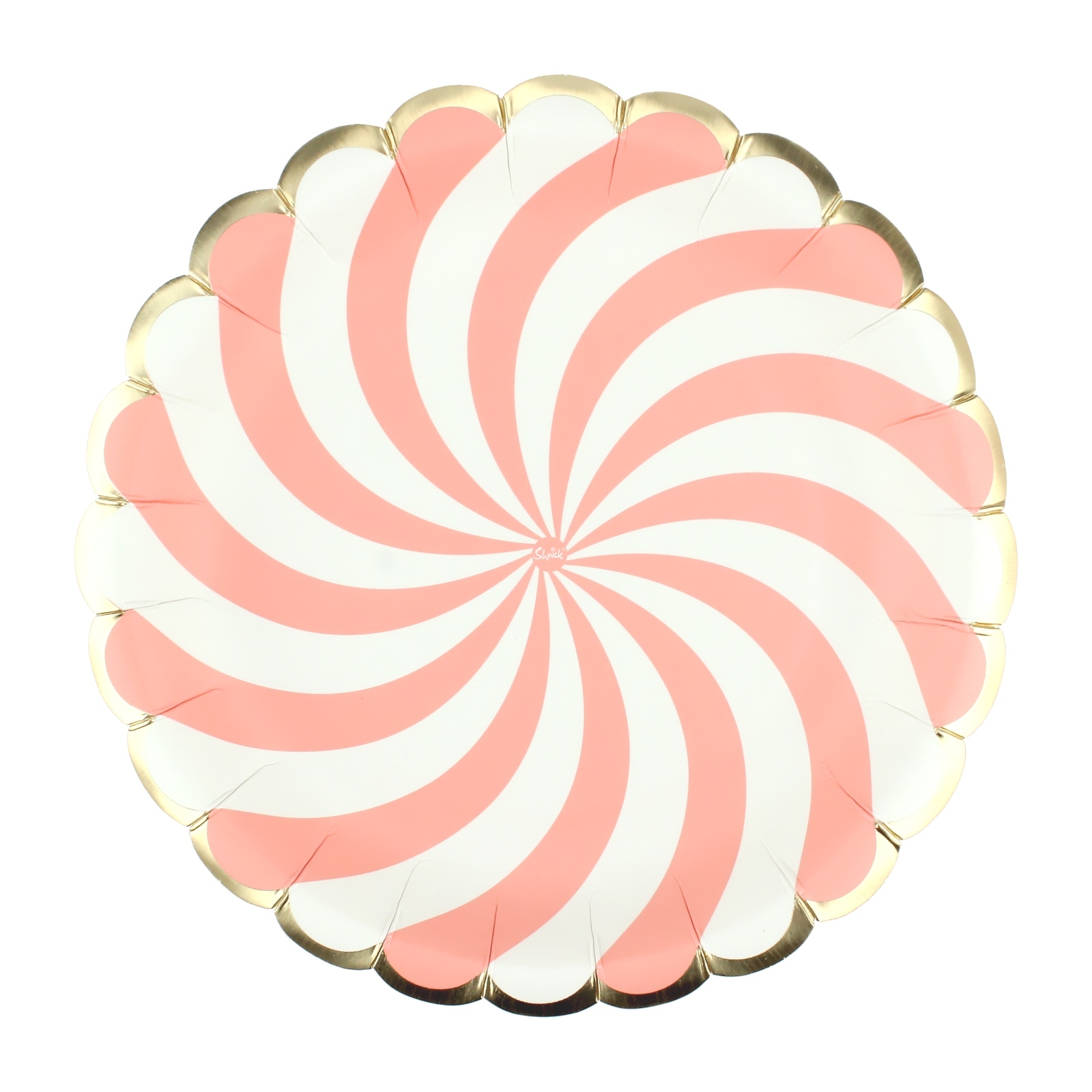 Pastel Coral and White Swirl Small Paper Plates (Pack of 12)