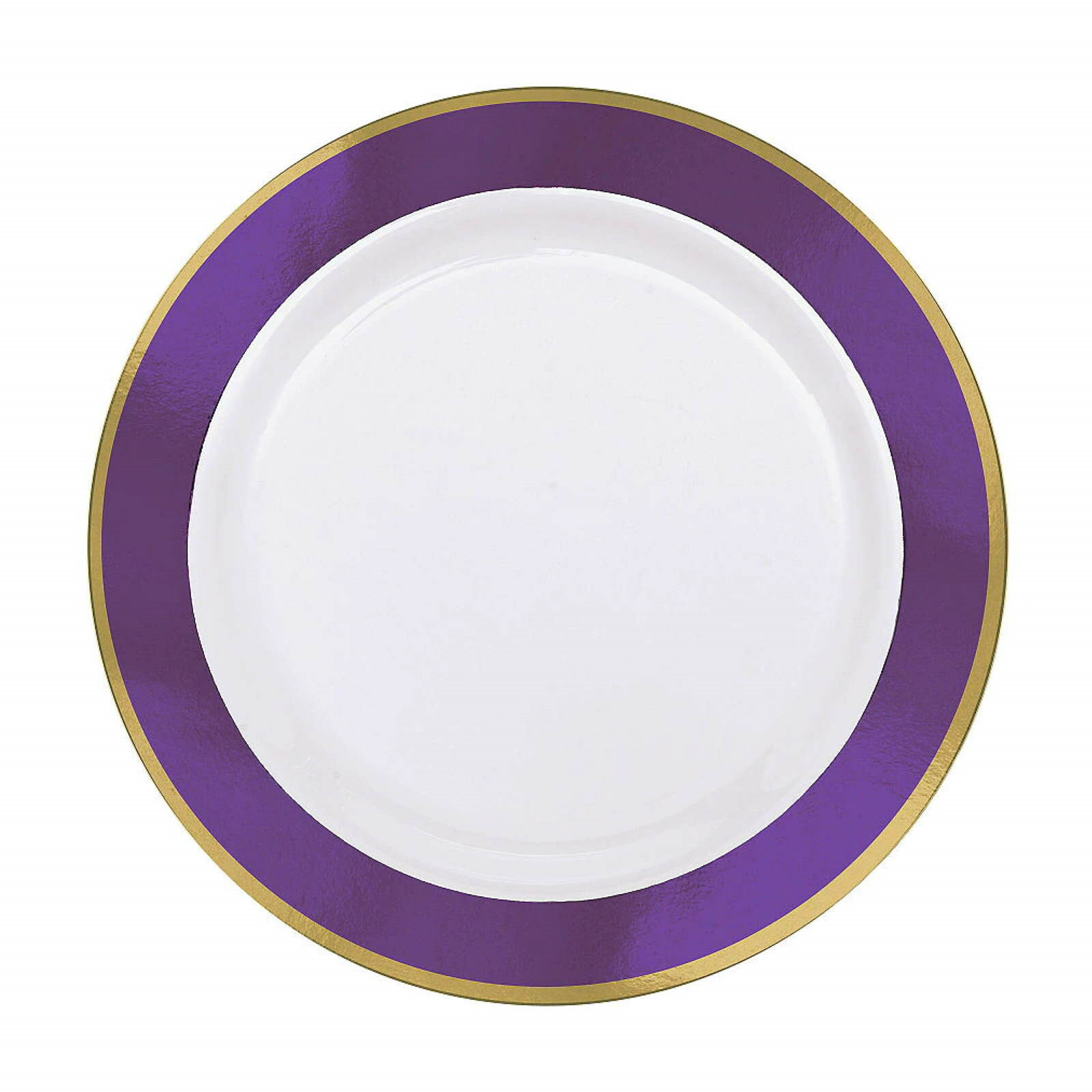 Purple Metallic Border Premium Small Plastic Plates (Pack of 10)
