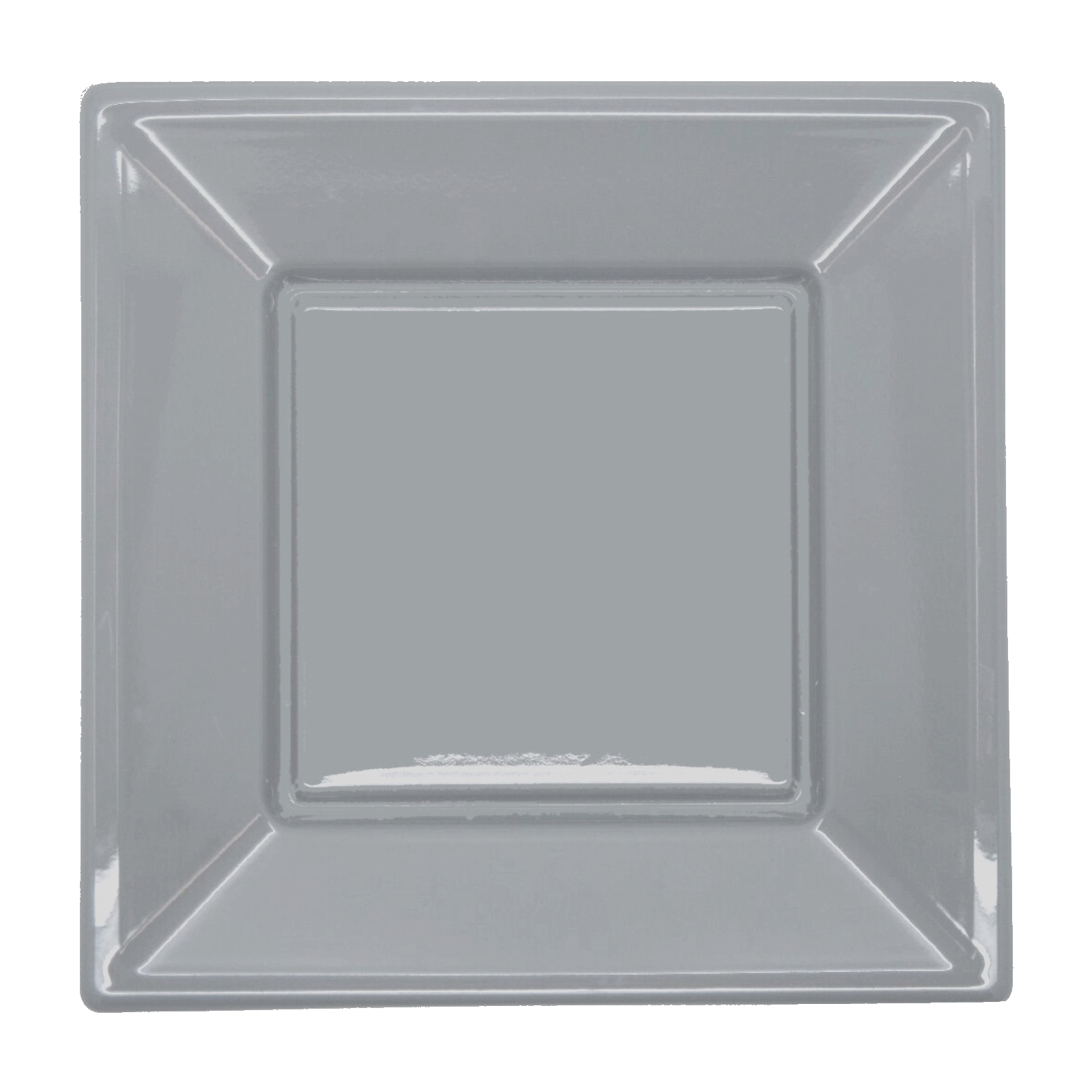 Silver Small Square Plastic Plates (Pack of 8)