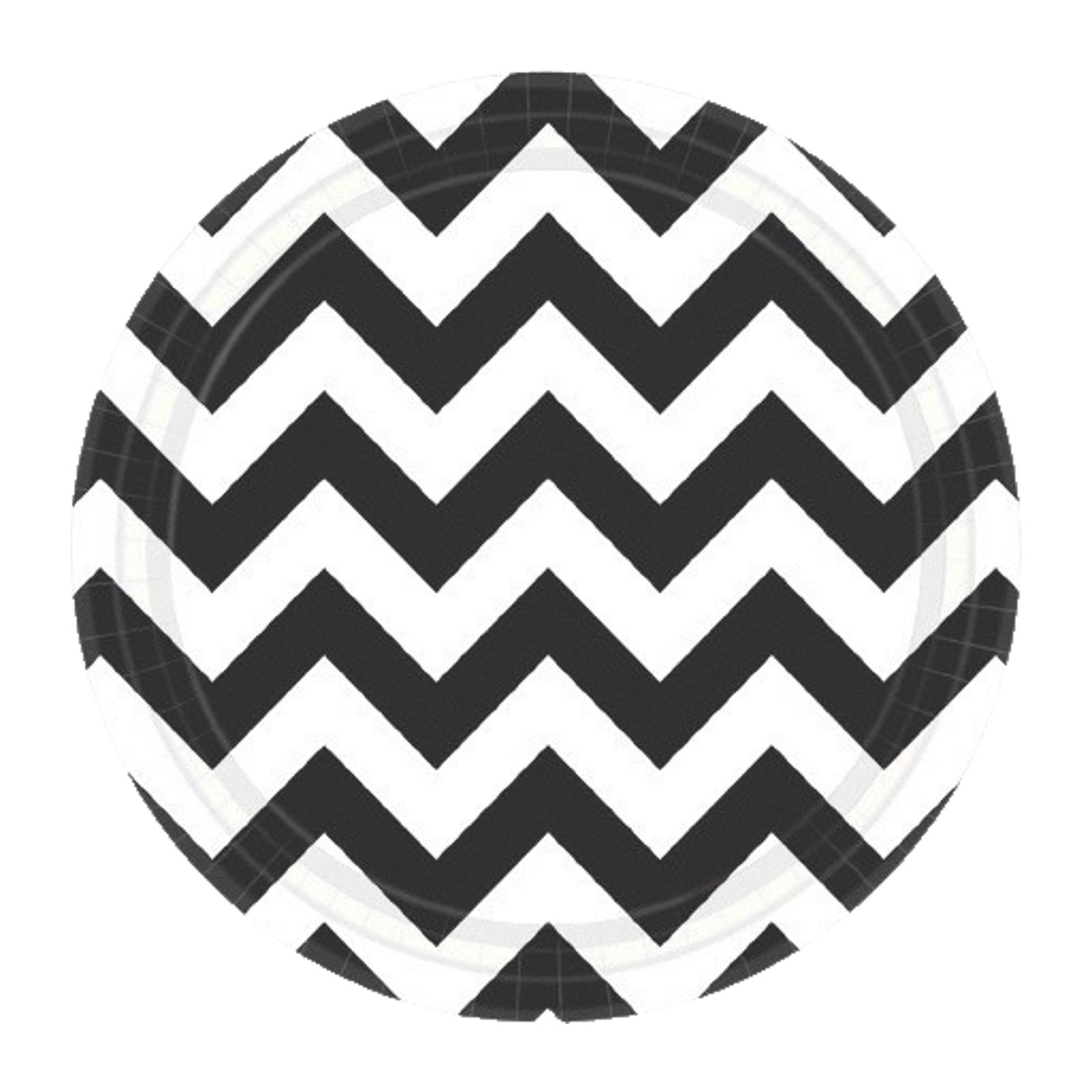 Black Chevron Small Round Paper Plates 18cm (Pack of 8)