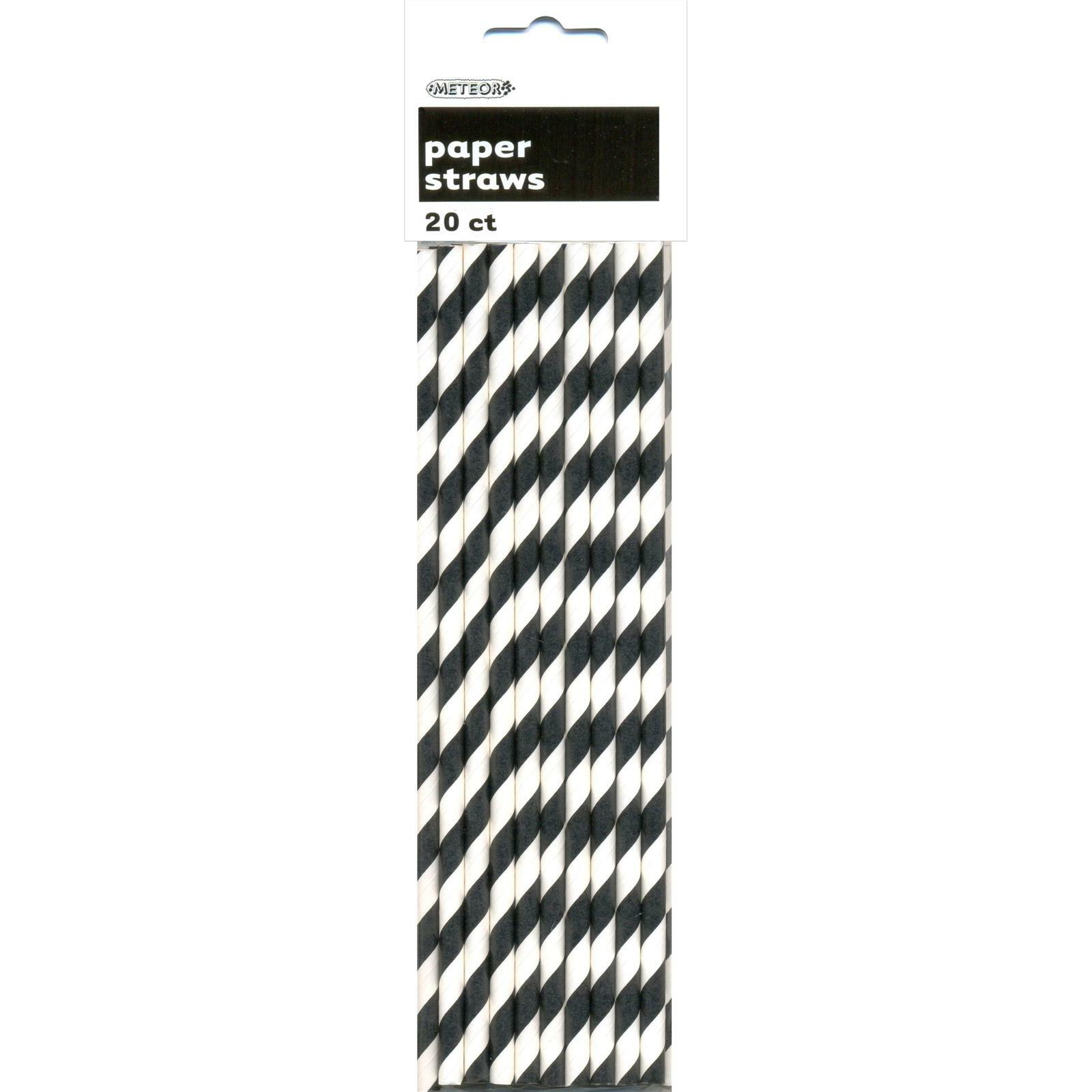 Black and White Striped Paper Straws (Pack of 20)