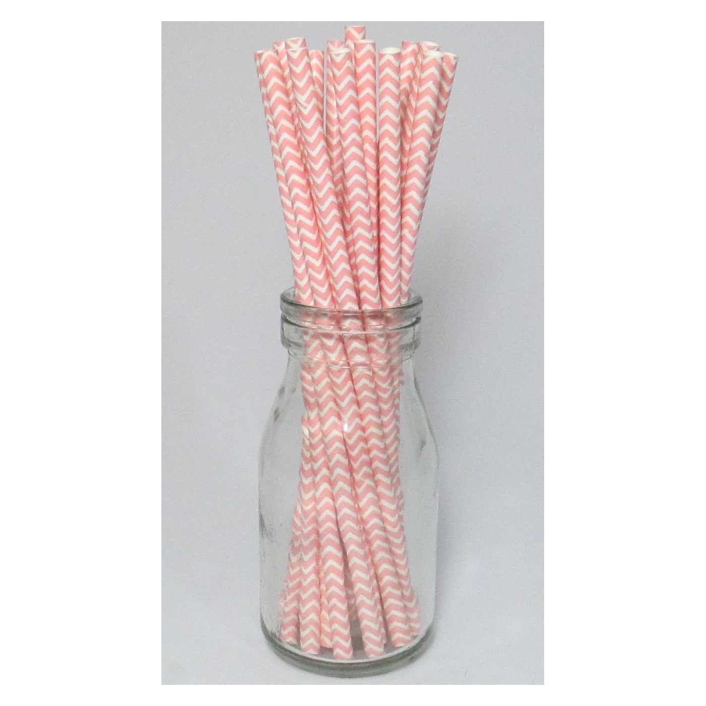 Pale Pink Chevron Paper Straws (Pack of 25)