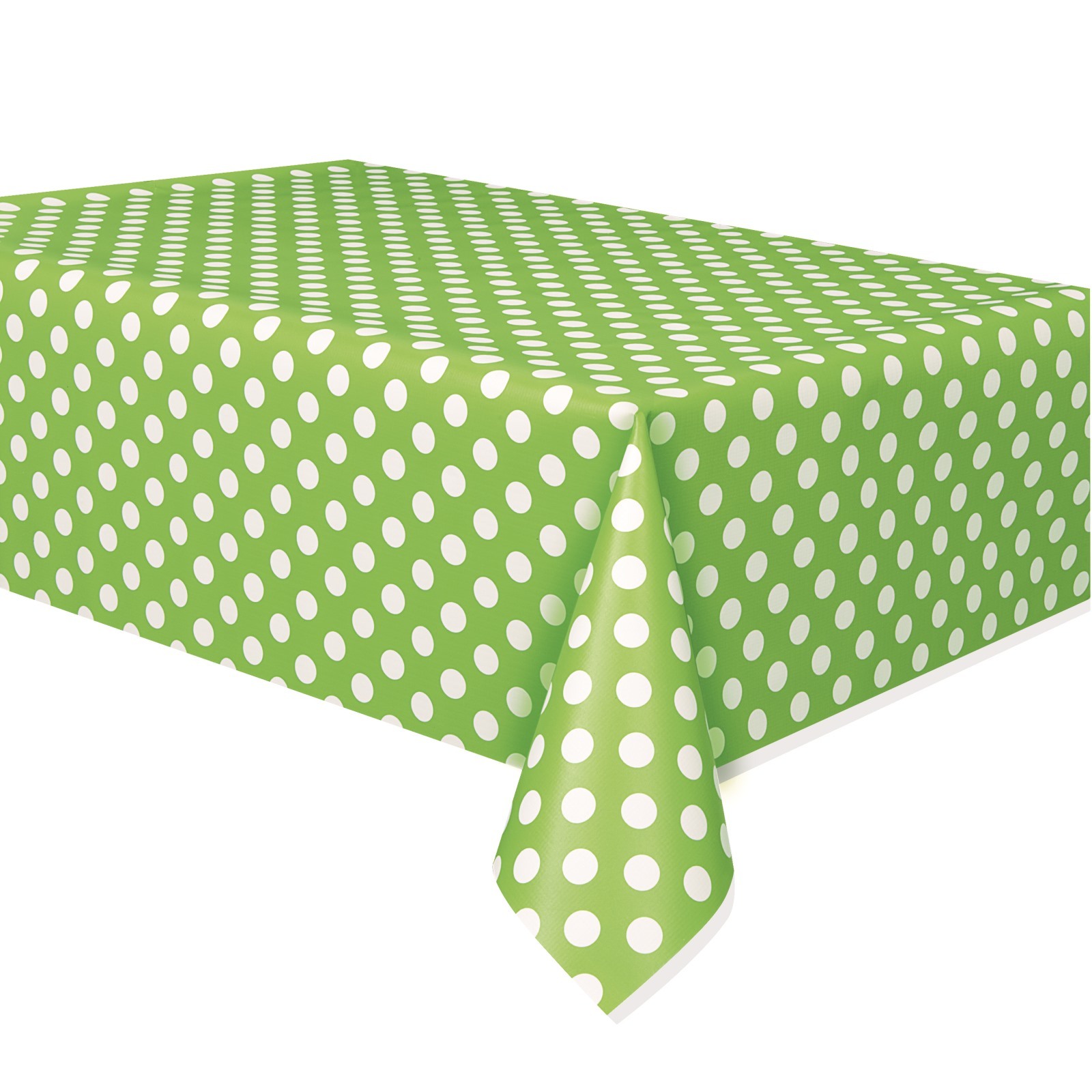 Lime Green Polkadot Plastic Tablecloth