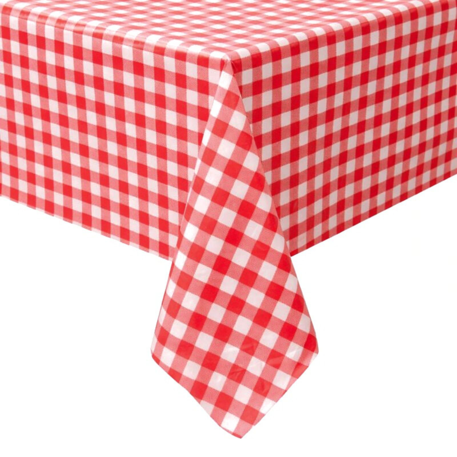 Red Gingham Plastic Rectangular Tablecloth