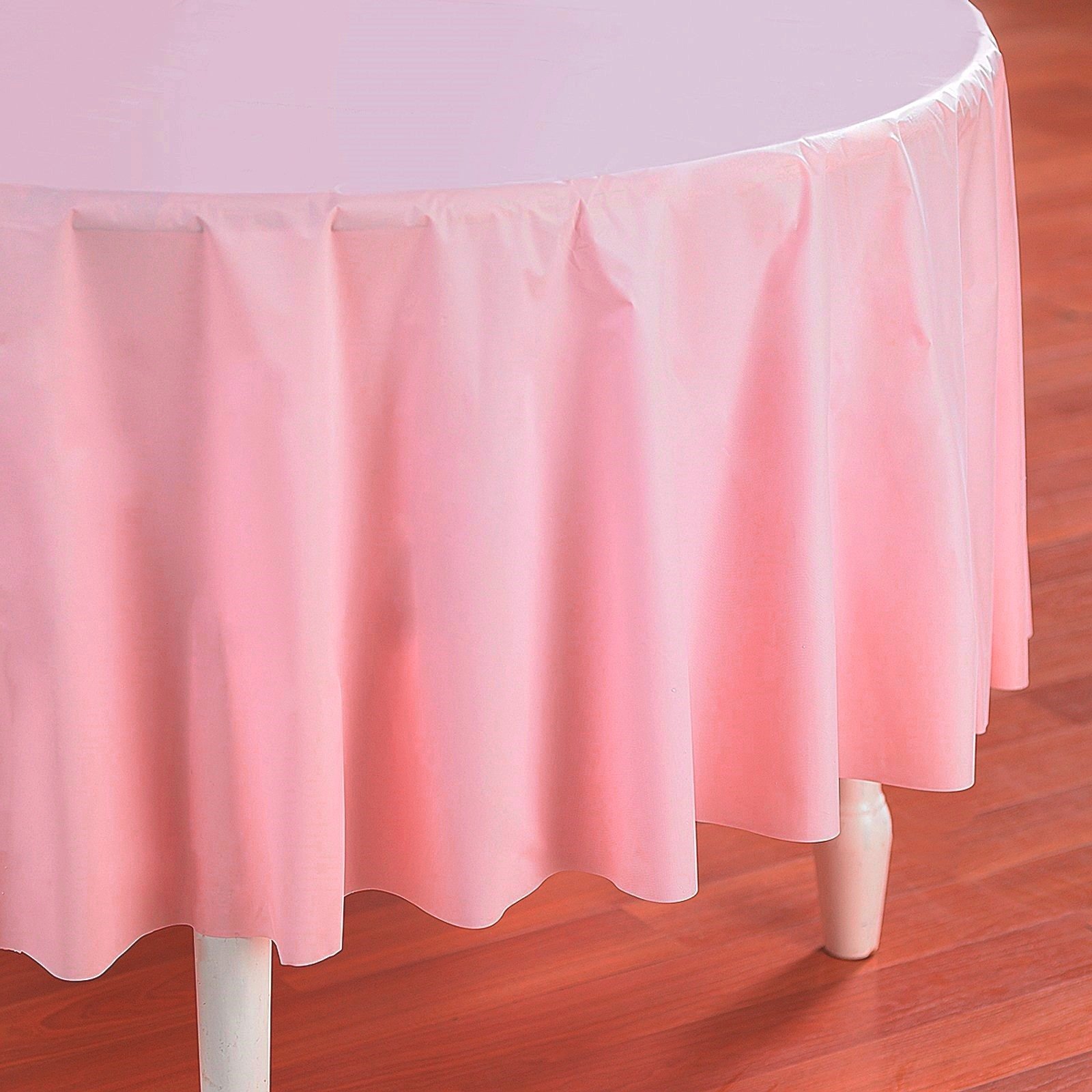 Pastel Pink Round Plastic Tablecloth