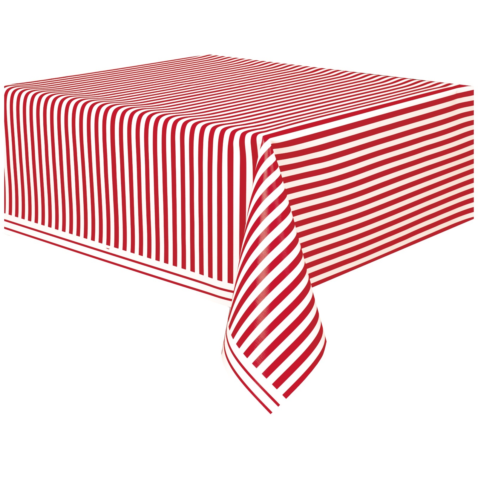 Red and White Striped Plastic Tablecloth