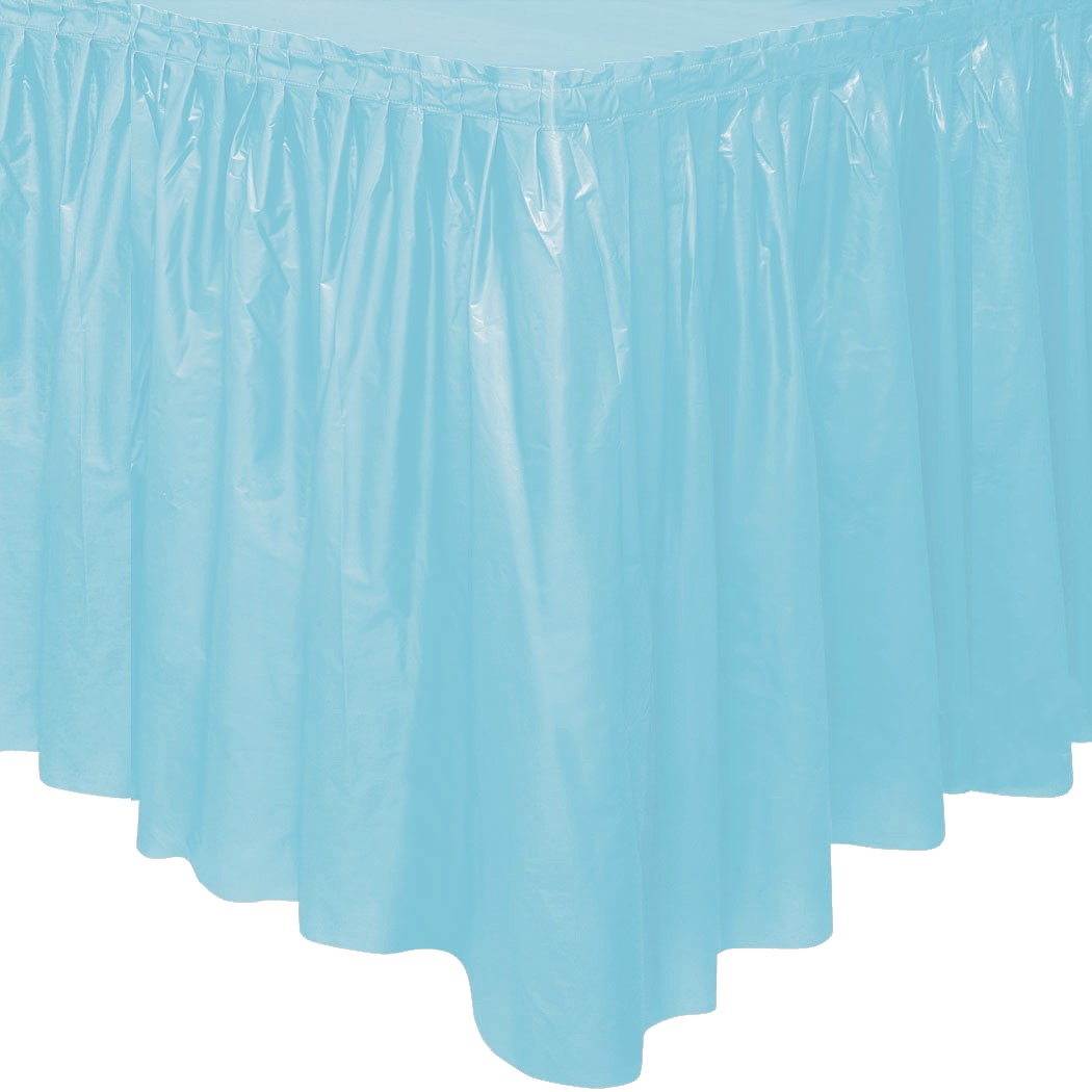 Powder Blue Plastic Table Skirt