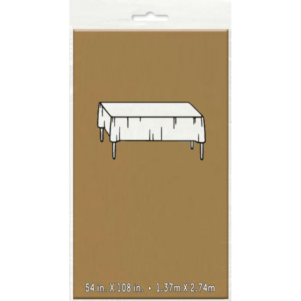 Gold Rectangular Plastic Tablecloth