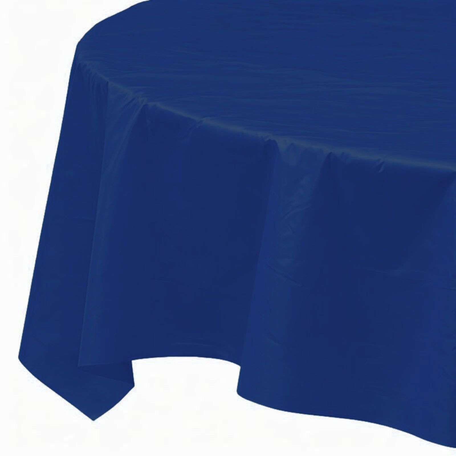 True Navy Blue Round Plastic Tablecloth