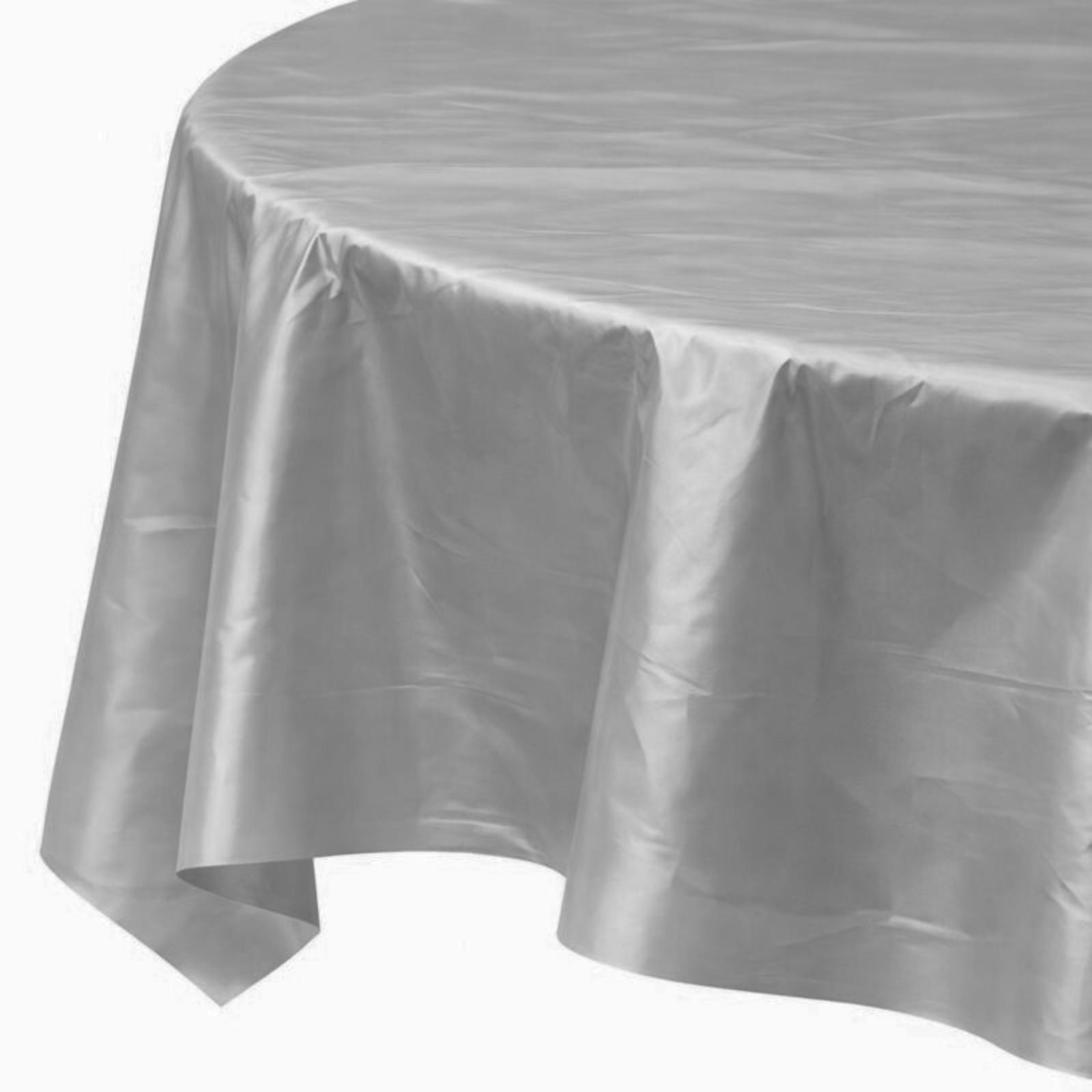 Silver Round Plastic Tablecloth