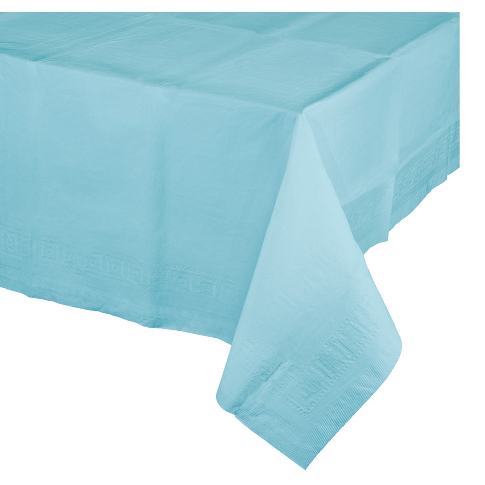 Pastel Blue Rectangular Paper Tablecloth With Waterproof Lining