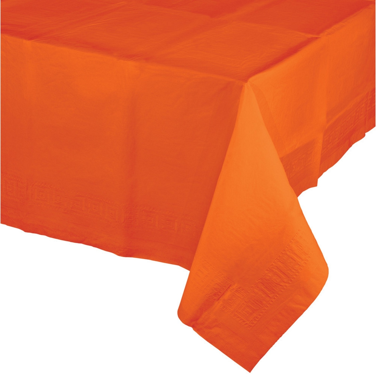 Orange Rectangular Paper Tablecloth With Waterproof Lining
