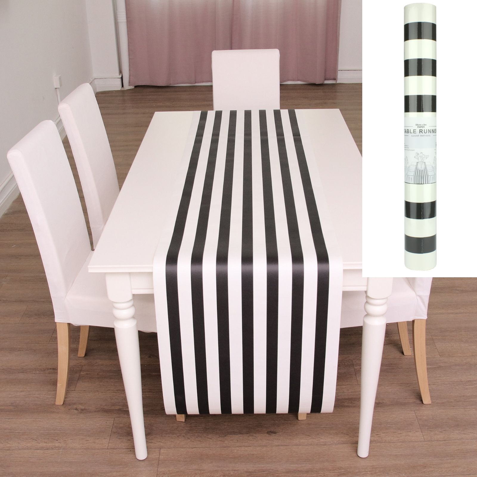 Black and White Paper Table Runner