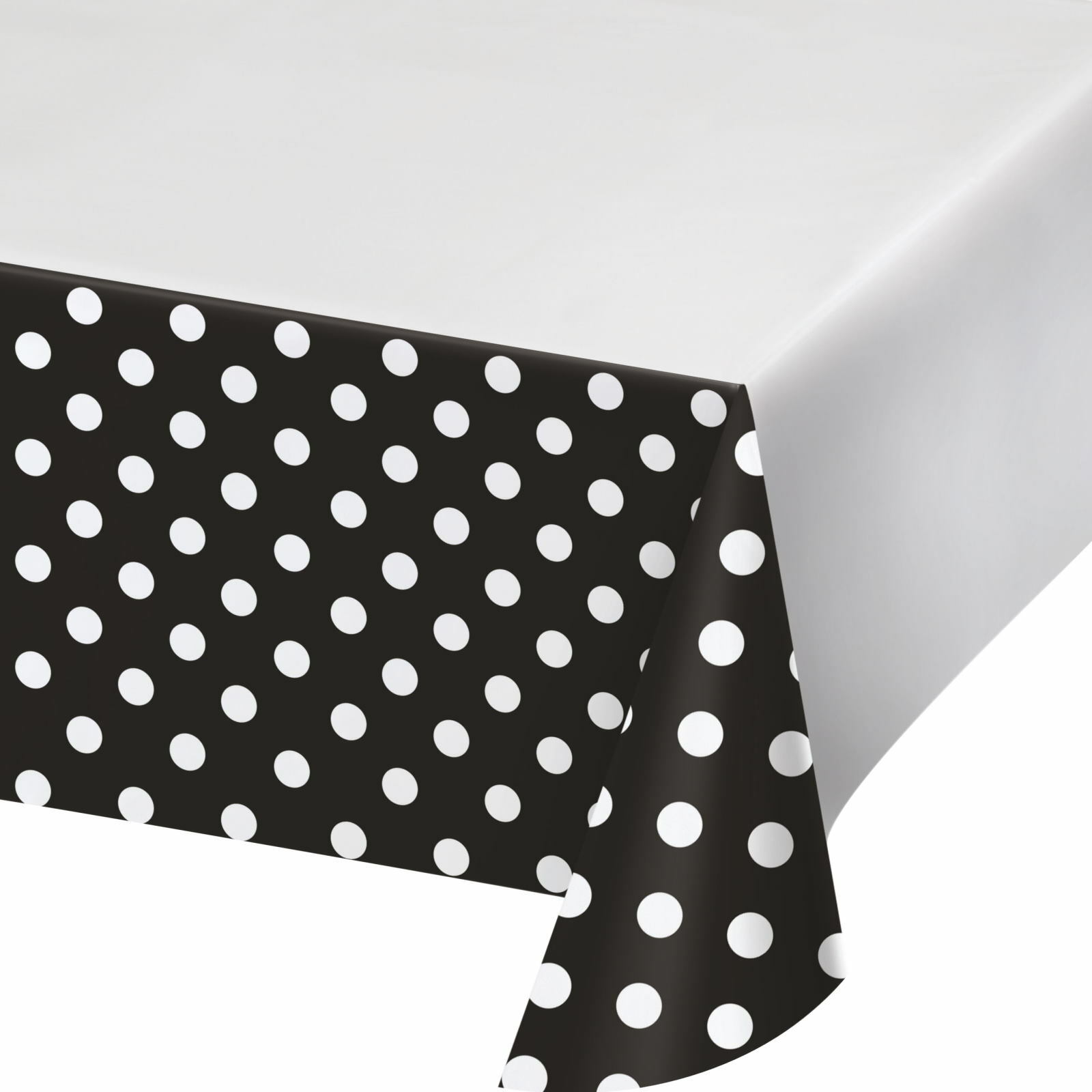 Black and White Polka Dot Plastic Tablecloth