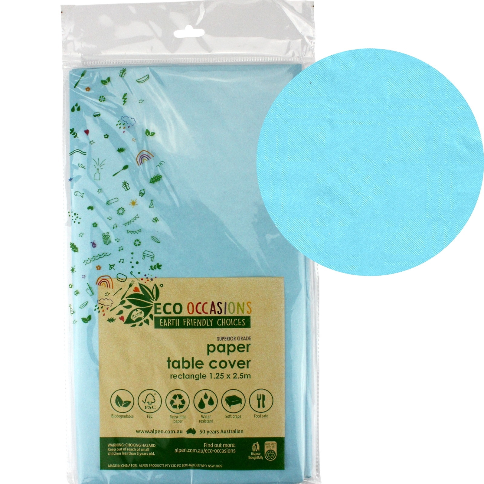 Classic Light Blue Eco Biodegradable Paper Tablecloth
