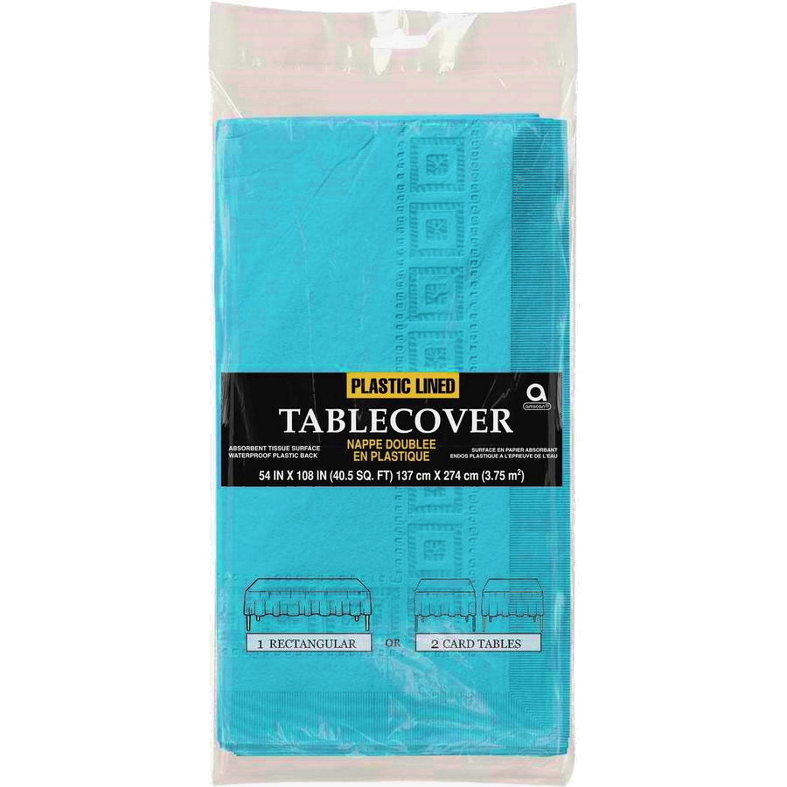 Caribbean Blue 3ply Plastic Lined Paper Tablecloth